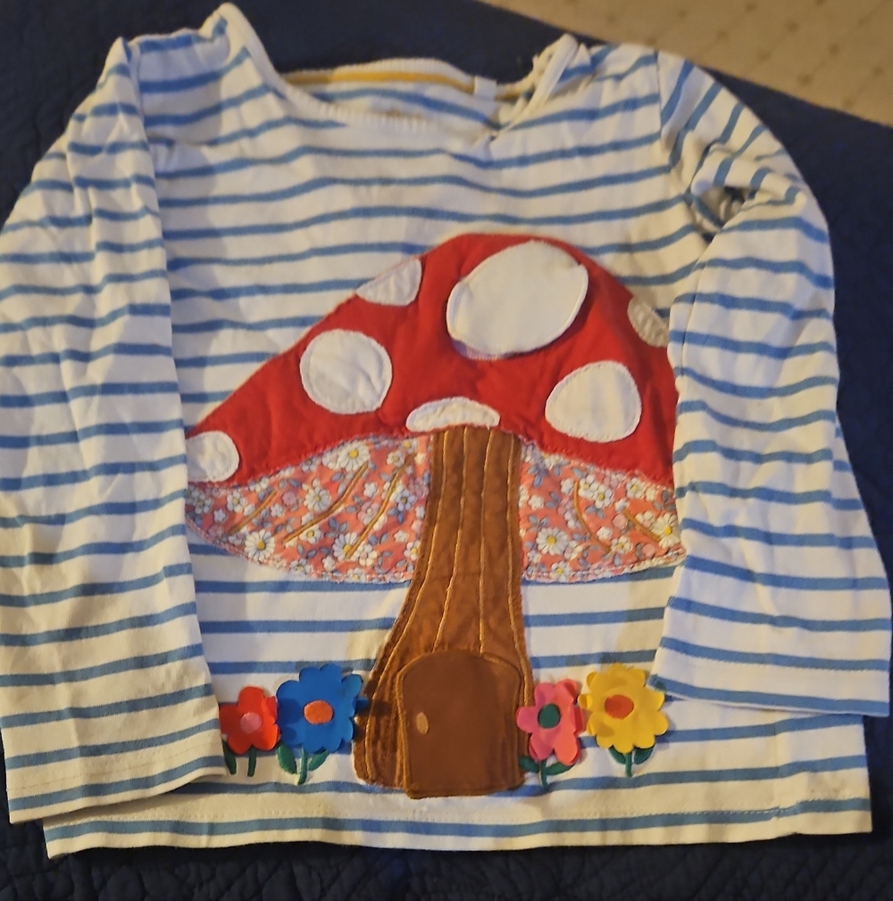 Striped Mushroom Design Kids Shirt Mini Boden